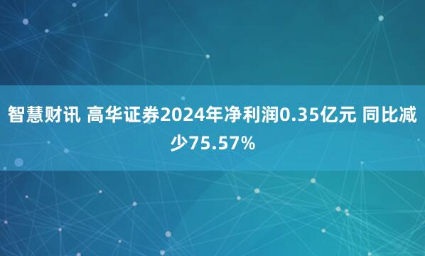 智慧财讯 高华证券2024年净利润0.35亿元 同比减少75.57%